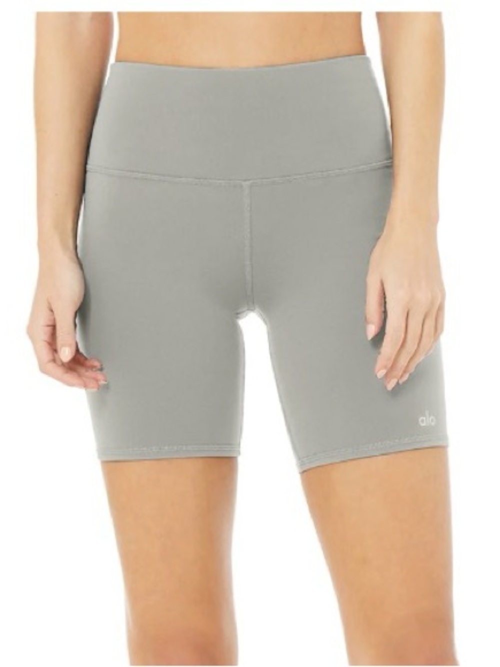 ALO Yoga High-Rise Bike Shorts in Light Gray